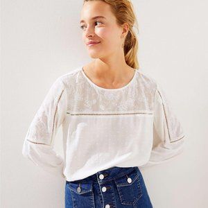 LOFT | FLORAL DOTTED CUTOUT BLOUSE